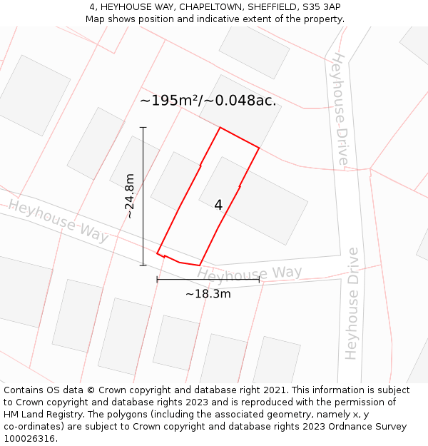 4, HEYHOUSE WAY, CHAPELTOWN, SHEFFIELD, S35 3AP: Plot and title map