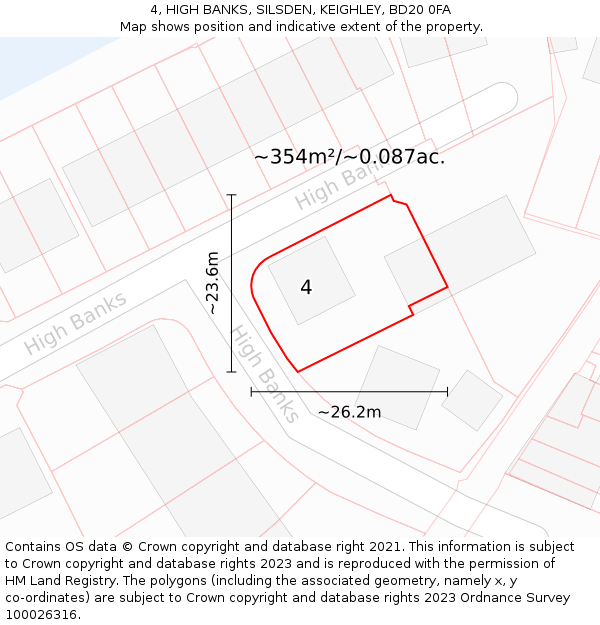 4, HIGH BANKS, SILSDEN, KEIGHLEY, BD20 0FA: Plot and title map
