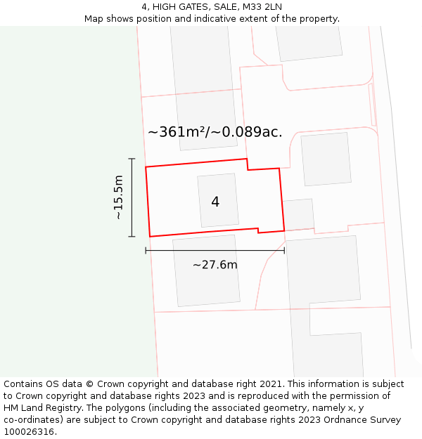 4, HIGH GATES, SALE, M33 2LN: Plot and title map