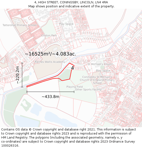 4, HIGH STREET, CONINGSBY, LINCOLN, LN4 4RA: Plot and title map