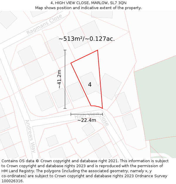 4, HIGH VIEW CLOSE, MARLOW, SL7 3QN: Plot and title map