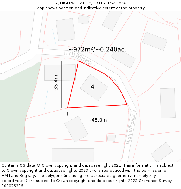 4, HIGH WHEATLEY, ILKLEY, LS29 8RX: Plot and title map