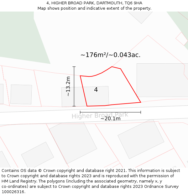 4, HIGHER BROAD PARK, DARTMOUTH, TQ6 9HA: Plot and title map