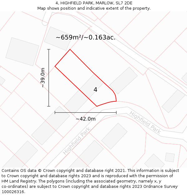 4, HIGHFIELD PARK, MARLOW, SL7 2DE: Plot and title map