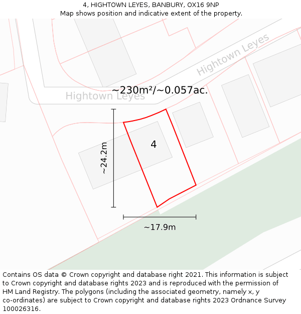 4, HIGHTOWN LEYES, BANBURY, OX16 9NP: Plot and title map