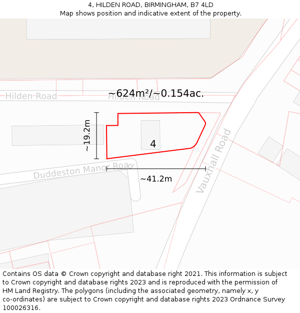 4, HILDEN ROAD, BIRMINGHAM, B7 4LD: Plot and title map