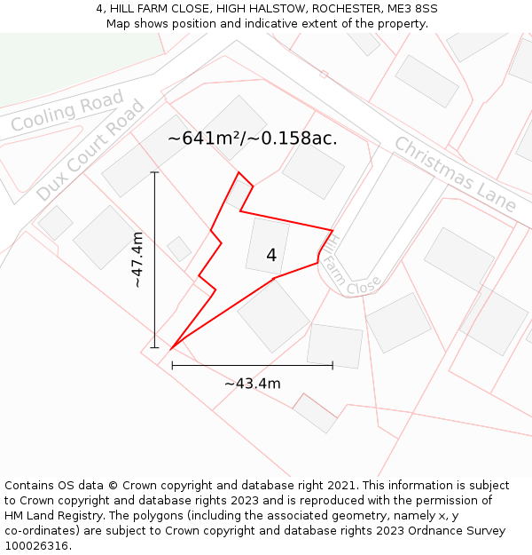 4, HILL FARM CLOSE, HIGH HALSTOW, ROCHESTER, ME3 8SS: Plot and title map