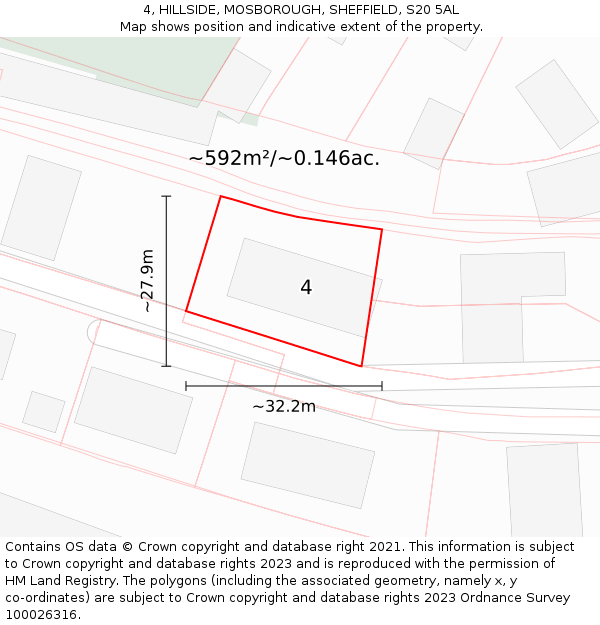 4, HILLSIDE, MOSBOROUGH, SHEFFIELD, S20 5AL: Plot and title map