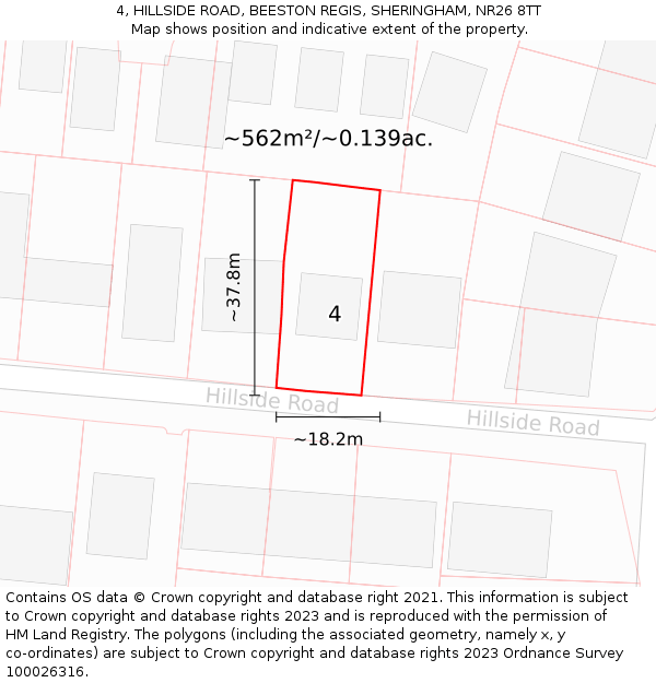 4, HILLSIDE ROAD, BEESTON REGIS, SHERINGHAM, NR26 8TT: Plot and title map