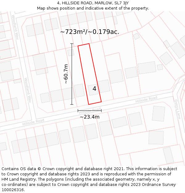 4, HILLSIDE ROAD, MARLOW, SL7 3JY: Plot and title map