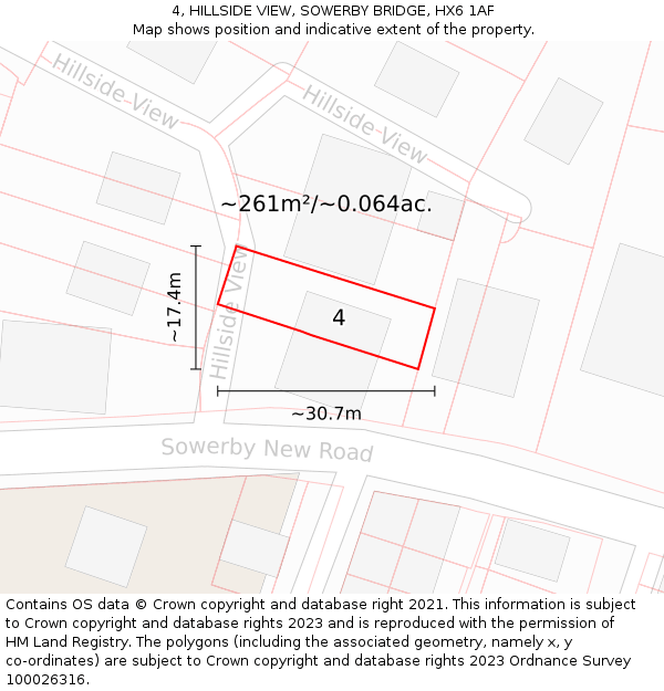 4, HILLSIDE VIEW, SOWERBY BRIDGE, HX6 1AF: Plot and title map