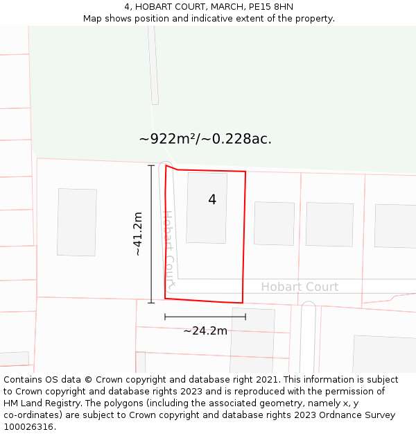 4, HOBART COURT, MARCH, PE15 8HN: Plot and title map