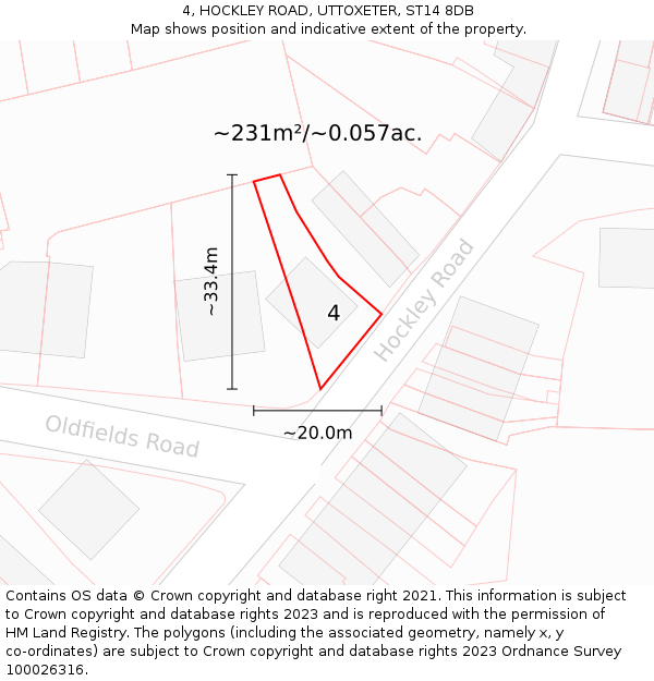 4, HOCKLEY ROAD, UTTOXETER, ST14 8DB: Plot and title map