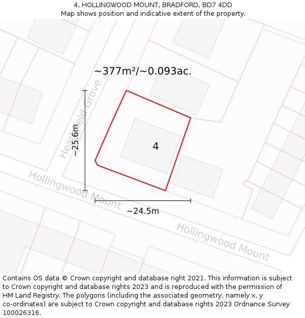 4, HOLLINGWOOD MOUNT, BRADFORD, BD7 4DD: Plot and title map