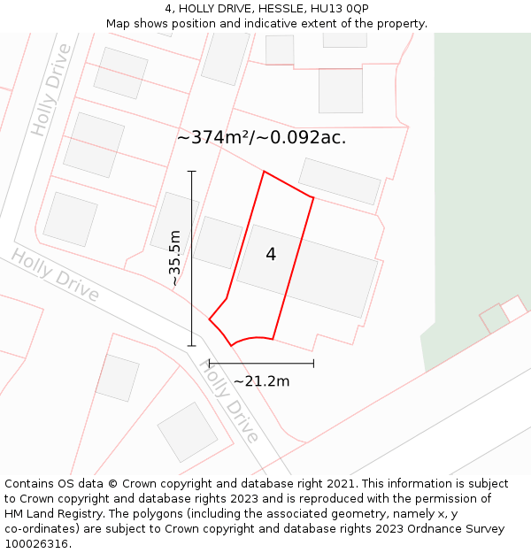 4, HOLLY DRIVE, HESSLE, HU13 0QP: Plot and title map