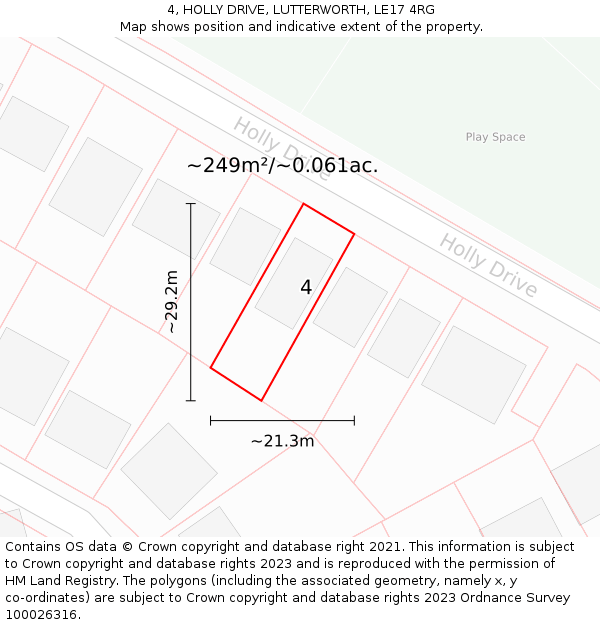 4, HOLLY DRIVE, LUTTERWORTH, LE17 4RG: Plot and title map