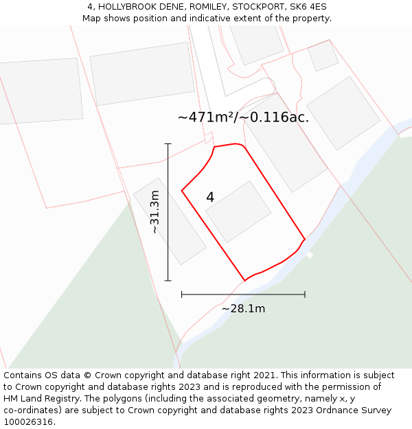 4, HOLLYBROOK DENE, ROMILEY, STOCKPORT, SK6 4ES: Plot and title map
