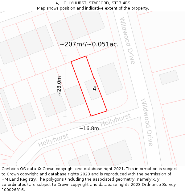 4, HOLLYHURST, STAFFORD, ST17 4RS: Plot and title map