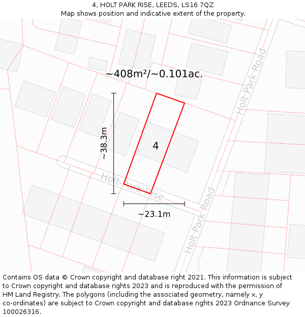 4, HOLT PARK RISE, LEEDS, LS16 7QZ: Plot and title map