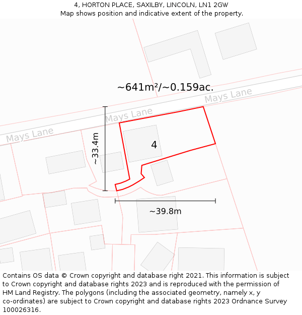 4, HORTON PLACE, SAXILBY, LINCOLN, LN1 2GW: Plot and title map