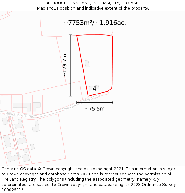 4, HOUGHTONS LANE, ISLEHAM, ELY, CB7 5SR: Plot and title map