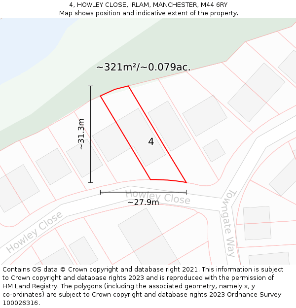 4, HOWLEY CLOSE, IRLAM, MANCHESTER, M44 6RY: Plot and title map