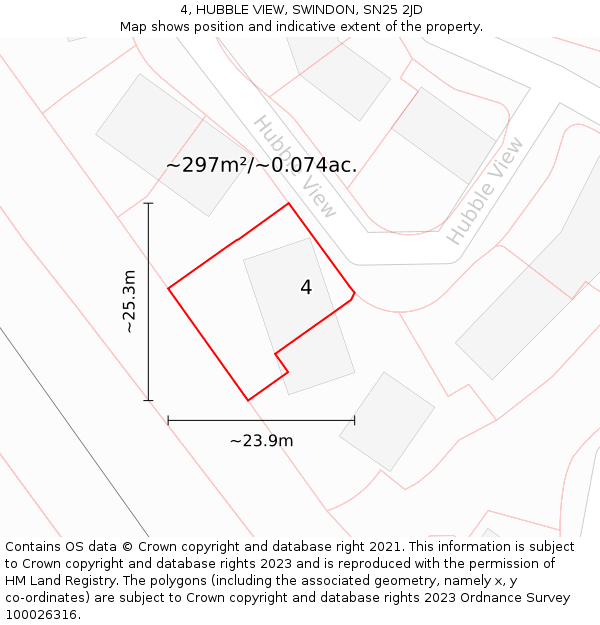 4, HUBBLE VIEW, SWINDON, SN25 2JD: Plot and title map