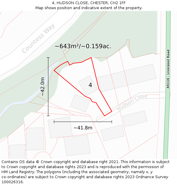 4, HUDSON CLOSE, CHESTER, CH2 1FF: Plot and title map