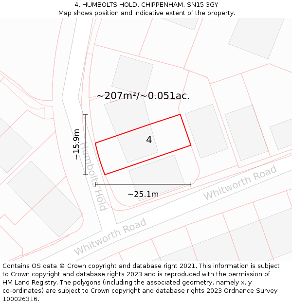4, HUMBOLTS HOLD, CHIPPENHAM, SN15 3GY: Plot and title map