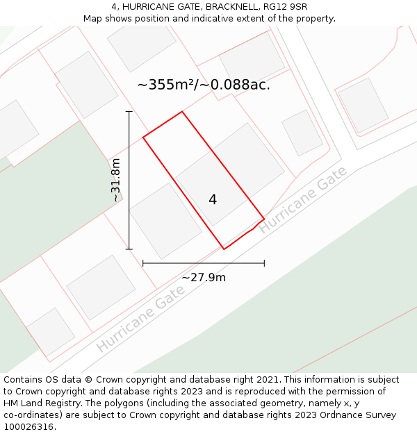 4, HURRICANE GATE, BRACKNELL, RG12 9SR: Plot and title map