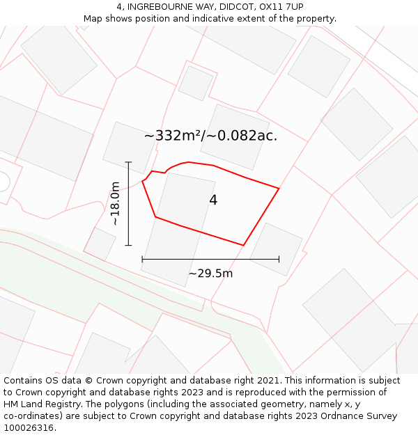 4, INGREBOURNE WAY, DIDCOT, OX11 7UP: Plot and title map