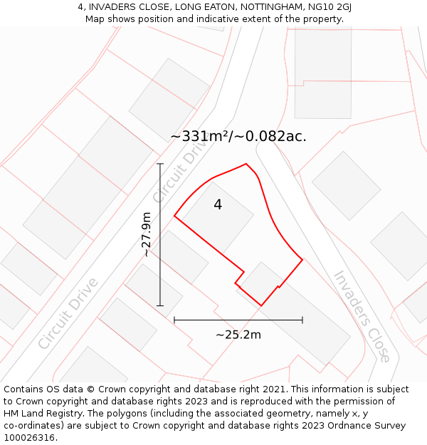 4, INVADERS CLOSE, LONG EATON, NOTTINGHAM, NG10 2GJ: Plot and title map