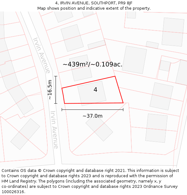 4, IRVIN AVENUE, SOUTHPORT, PR9 8JF: Plot and title map