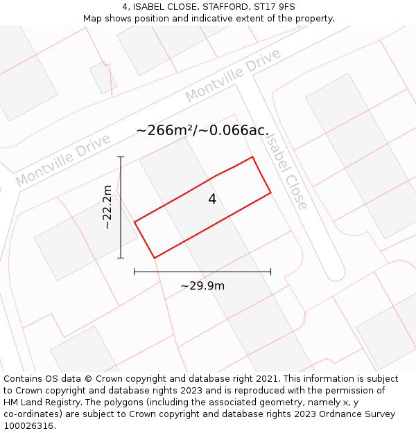 4, ISABEL CLOSE, STAFFORD, ST17 9FS: Plot and title map