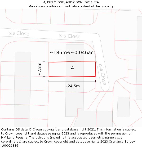 4, ISIS CLOSE, ABINGDON, OX14 3TA: Plot and title map
