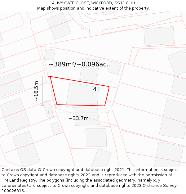 4, IVY GATE CLOSE, WICKFORD, SS11 8HH: Plot and title map