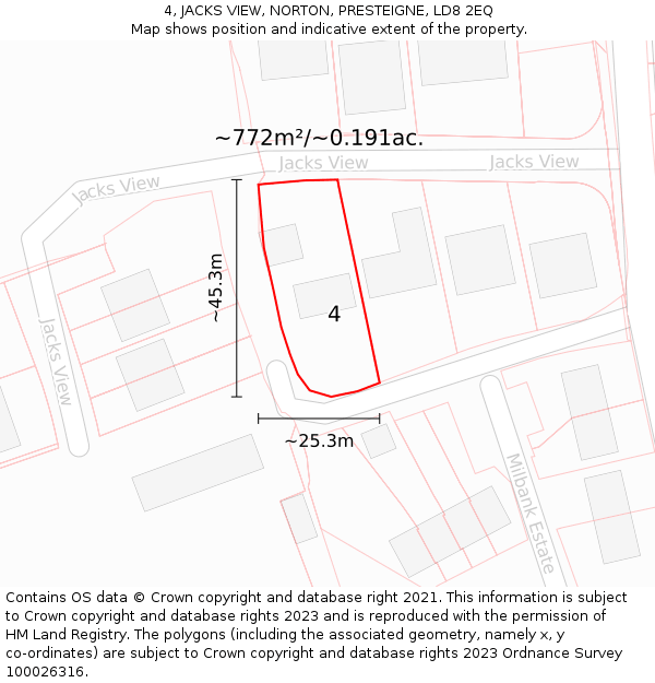 4, JACKS VIEW, NORTON, PRESTEIGNE, LD8 2EQ: Plot and title map