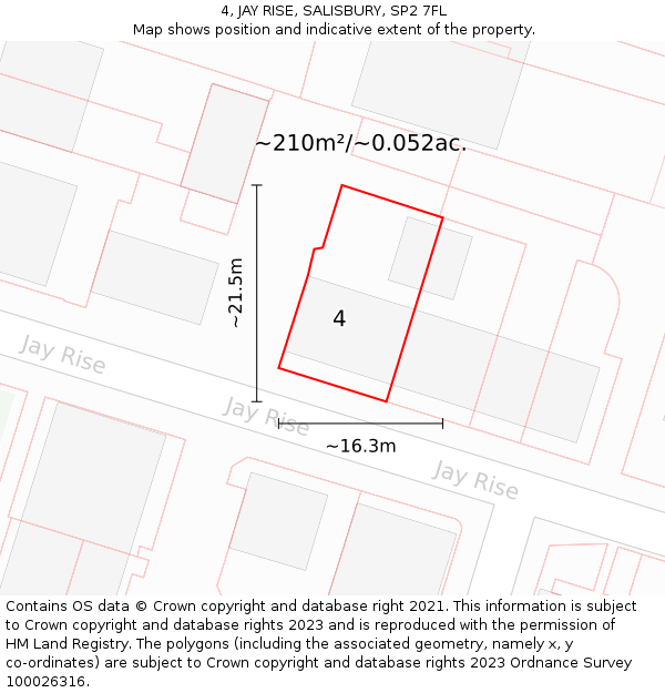 4, JAY RISE, SALISBURY, SP2 7FL: Plot and title map