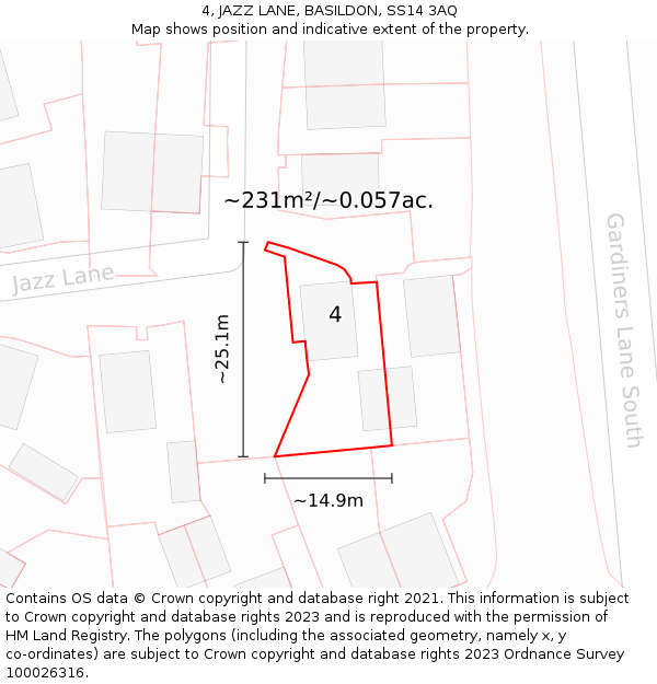 4, JAZZ LANE, BASILDON, SS14 3AQ: Plot and title map
