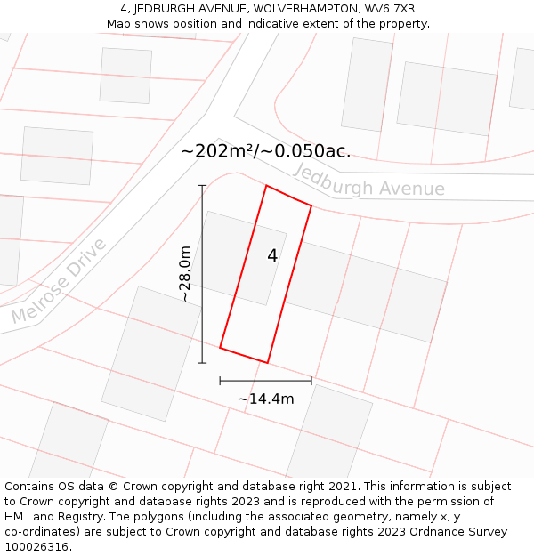 4, JEDBURGH AVENUE, WOLVERHAMPTON, WV6 7XR: Plot and title map