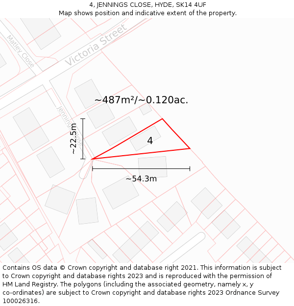 4, JENNINGS CLOSE, HYDE, SK14 4UF: Plot and title map