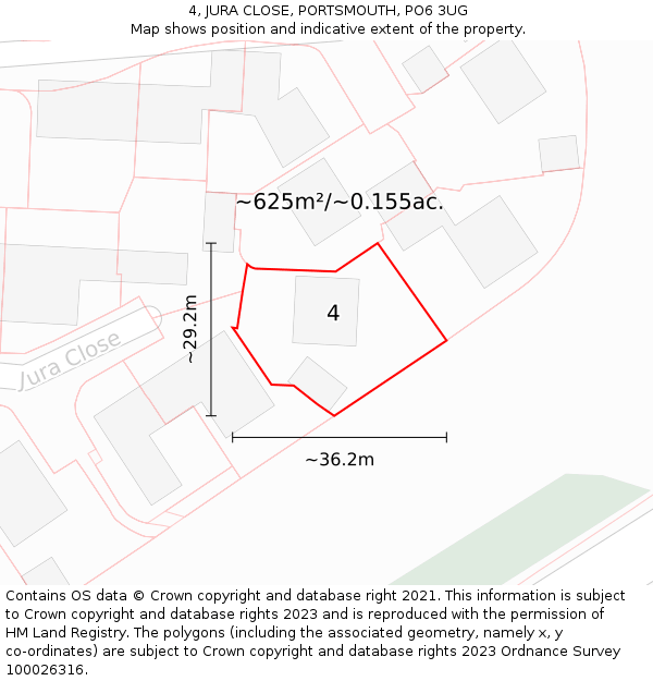 4, JURA CLOSE, PORTSMOUTH, PO6 3UG: Plot and title map