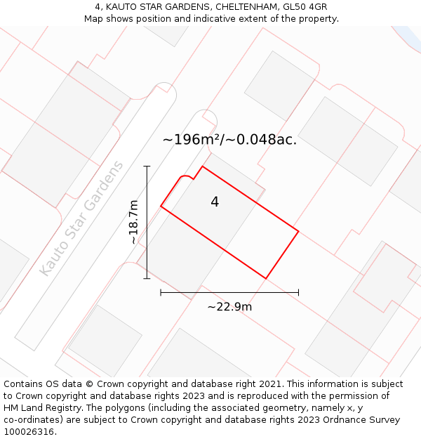 4, KAUTO STAR GARDENS, CHELTENHAM, GL50 4GR: Plot and title map