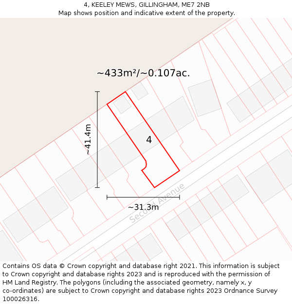 4, KEELEY MEWS, GILLINGHAM, ME7 2NB: Plot and title map