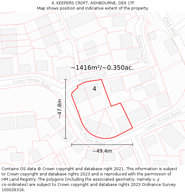 4, KEEPERS CROFT, ASHBOURNE, DE6 1TF: Plot and title map