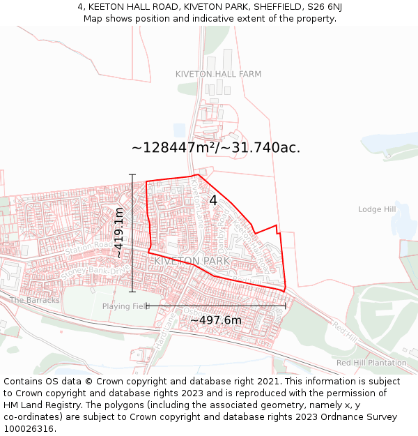 4, KEETON HALL ROAD, KIVETON PARK, SHEFFIELD, S26 6NJ: Plot and title map