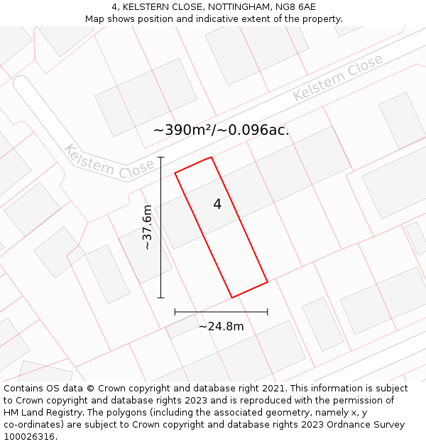 4, KELSTERN CLOSE, NOTTINGHAM, NG8 6AE: Plot and title map