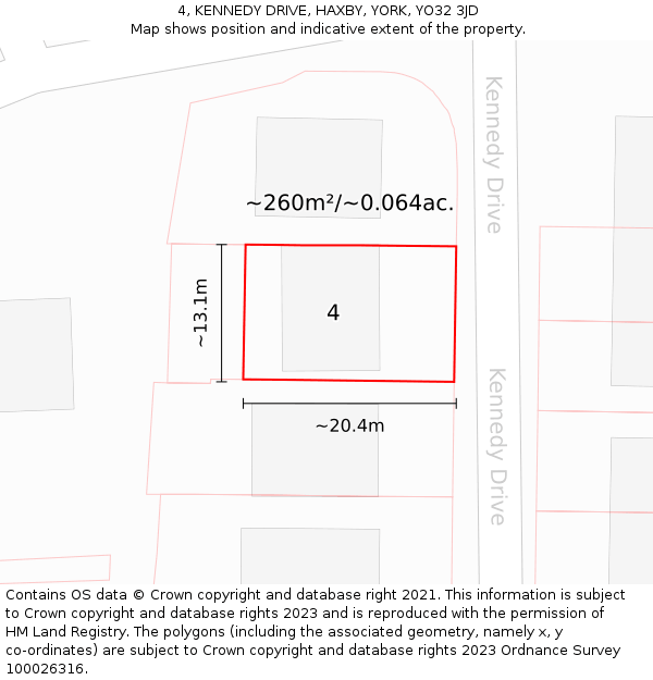 4, KENNEDY DRIVE, HAXBY, YORK, YO32 3JD: Plot and title map