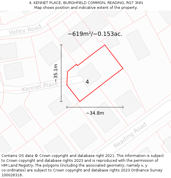 4, KENNET PLACE, BURGHFIELD COMMON, READING, RG7 3NN: Plot and title map