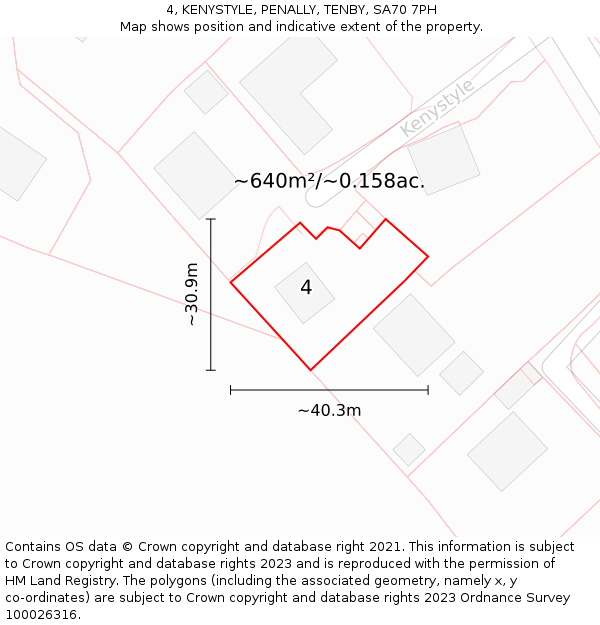4, KENYSTYLE, PENALLY, TENBY, SA70 7PH: Plot and title map